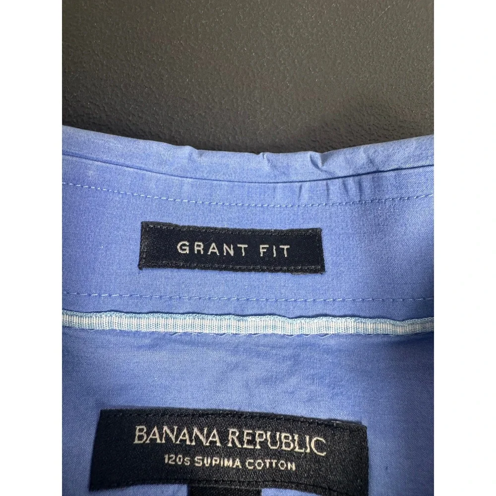 Banana Republic Grant‎ Fit Blue 120s Supima Cotton Button Down Shirt Mens L